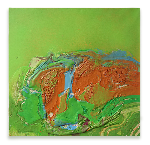 Abi-Puss VI, 50 x 50 x 2 cm, Silicon and spray paint on canvas, 2015