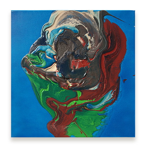 Abi-Puss VII, 50 x 50 x 2 cm, Silicon spray and acrylic paint on canvas, 2015