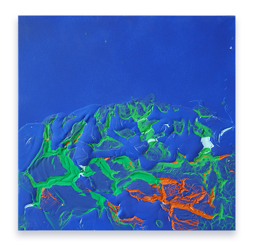 Abi-Puss VIII, 50 x 50 x 2 cm, Silicon and spray paint on canvas, 2015